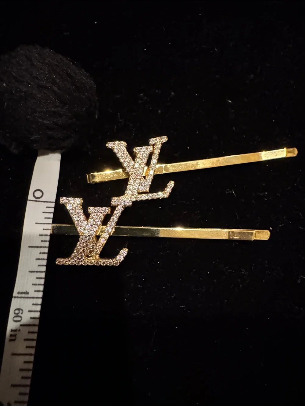 LV Fashion Gold & Bling Hair Pin